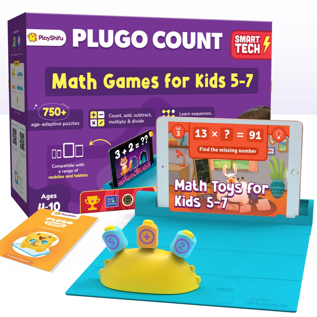 PlayShifu Math Games for Kids 5–7 – Plugo Count | STEM Learning Toy with Numbers & Operators | Fun Interactive Math Kit | Christmas Gift for Children