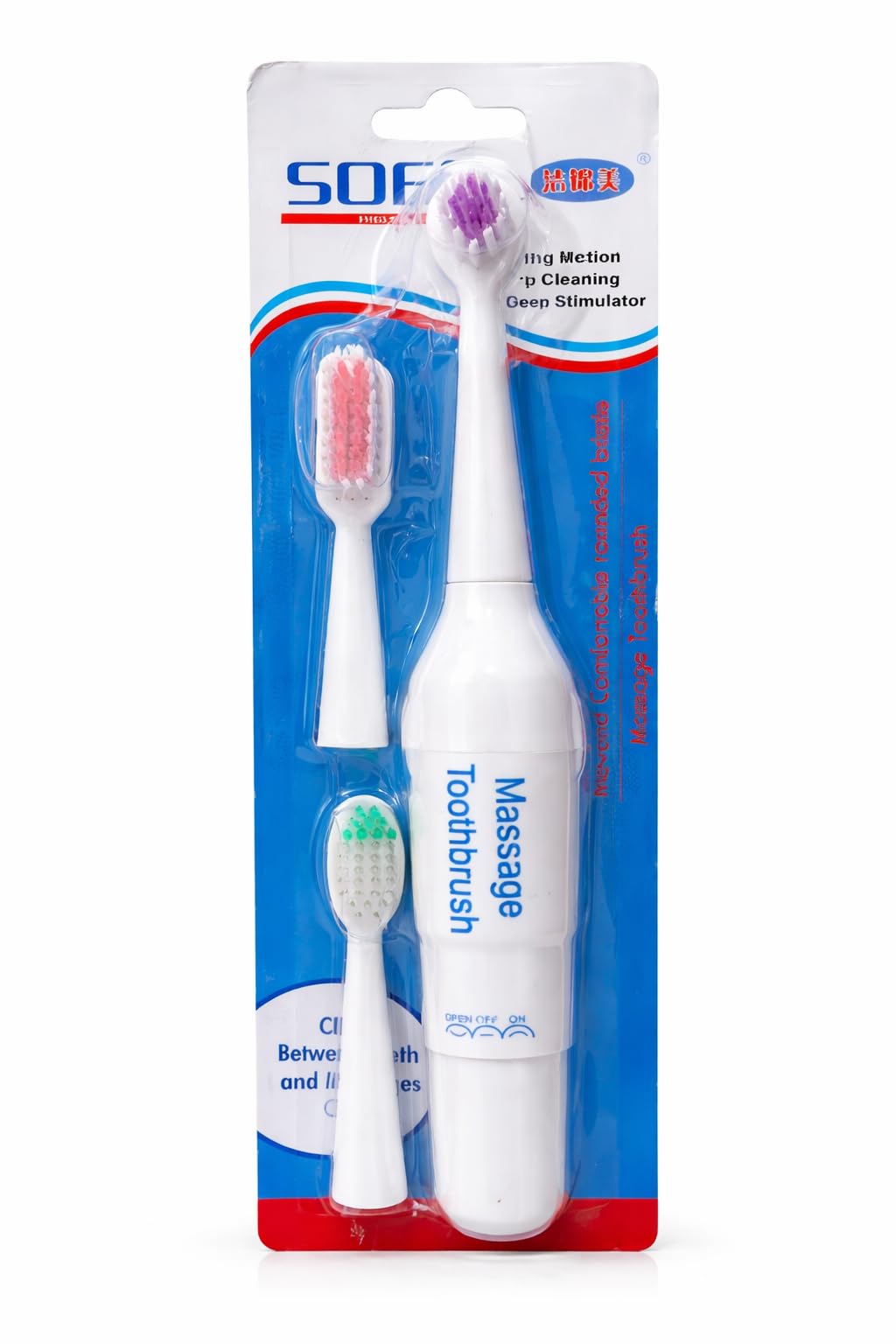 Massage Toothbrush || Battery Operated || High Vibration Deep Cleaning || Gum Stimulator || with 3 Interchangeable Brush Heads-image-29