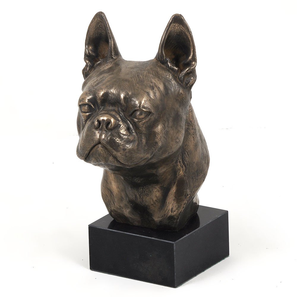 Art-Dog Dog Marble Statue - Unique Edition ArtDog Collection - Handmade Cold Cast Bronze Sculpture for Dog Lovers Indoor– Dog Figurine – Statue Boston Terrier