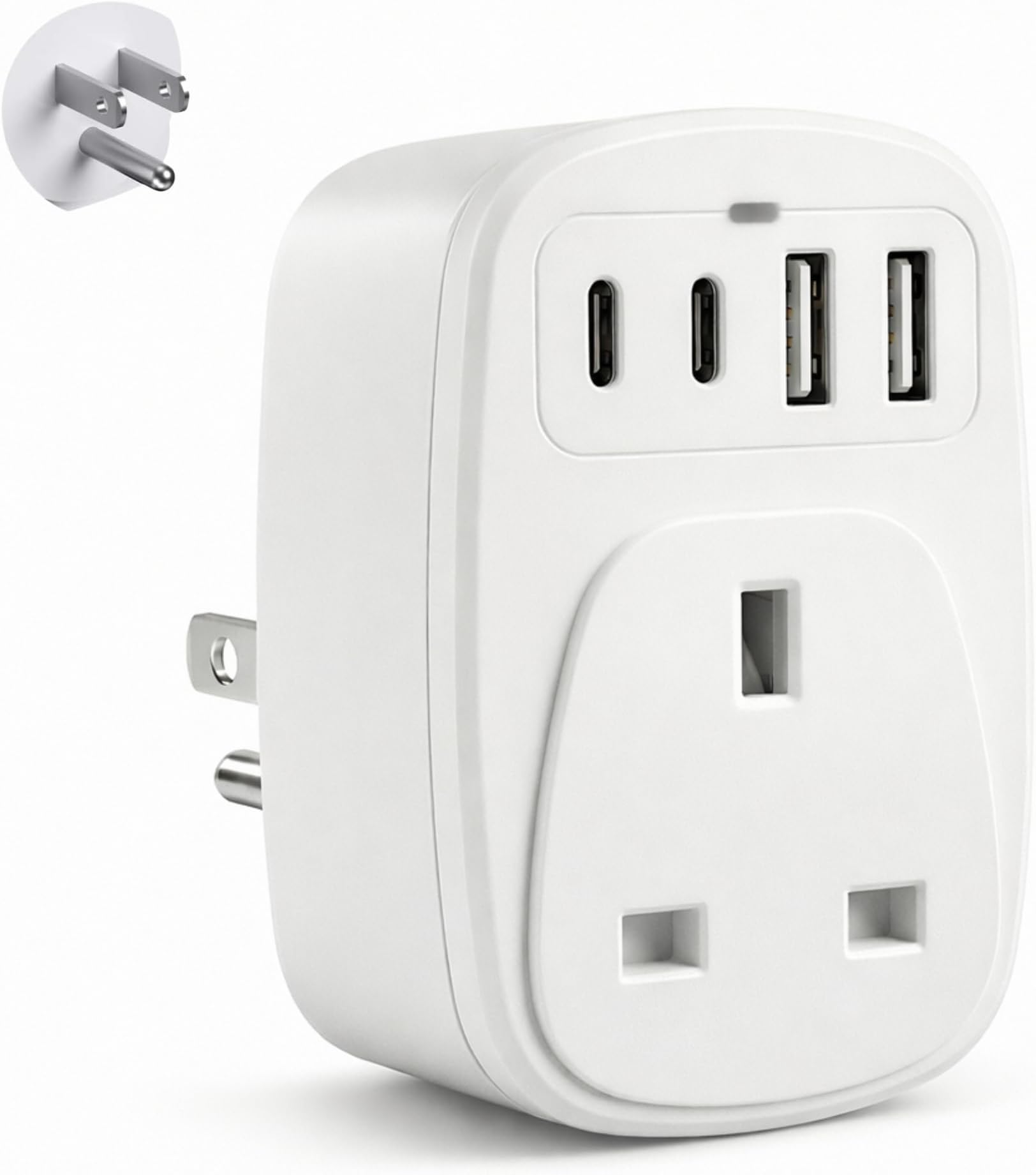 UAE UK To US Plug Adaptor - USA Travel Adapter With USB 2 USB C & 2 USB A [PD20W] American fast charger Plug Canada Travel Adapter For America Thailand Mexico Jamaica, etc (Type B). (UK to US)