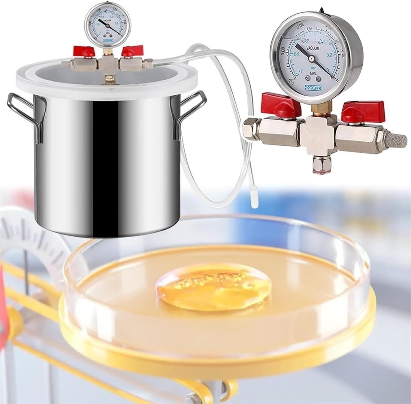 Stainless Steel Vacuum Degassing Chamber,2/3/5.5/6/9/13/19/20/26 Gal Degassing Refrigerant Kit with Acrylic Lid for Plaster Degassing, Wood Stabilizer(75L/20GaL)