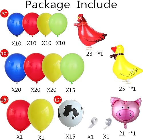 Miniatura 2 de Kit de guirnalda de arco de globos de vaca de 138 piezas, decoración de fiesta de animales de granja, globos con estampado de animales rojos,