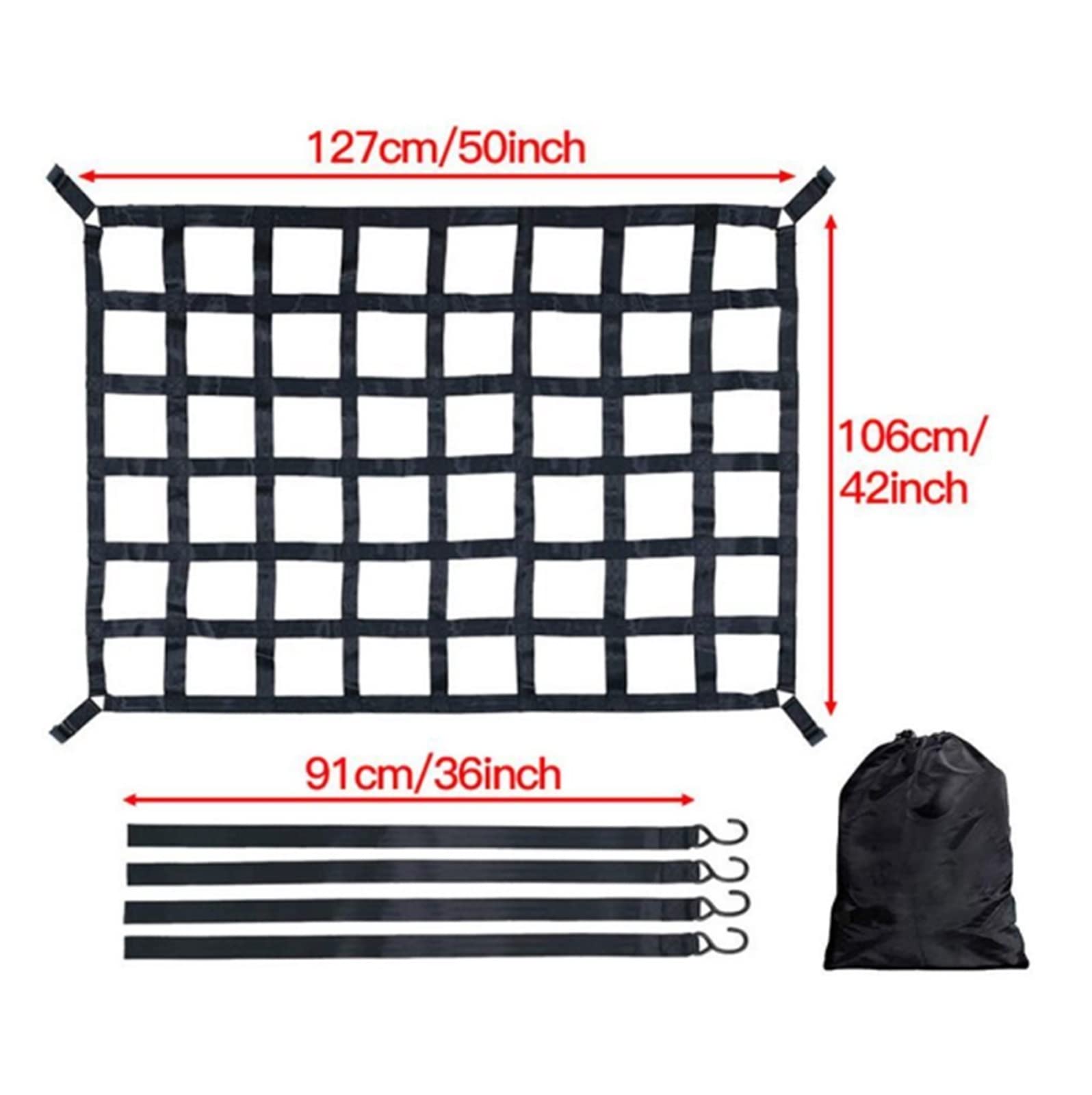 Xuanqingyi Store Auto-Kofferraum-Dachnetz, Netz-Gepäcknetz, schweres Gepäcknetz, LKW-Anhänger, Müllcontainer, verlängerte Netzabdeckungen, Gepäcknetze mit 4 festen Gurten (Color : S)