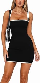 Women's Summer Sexy Bodycon Mini Dresses Sleeveless Square Neck Party Club Short Dress - Buy now