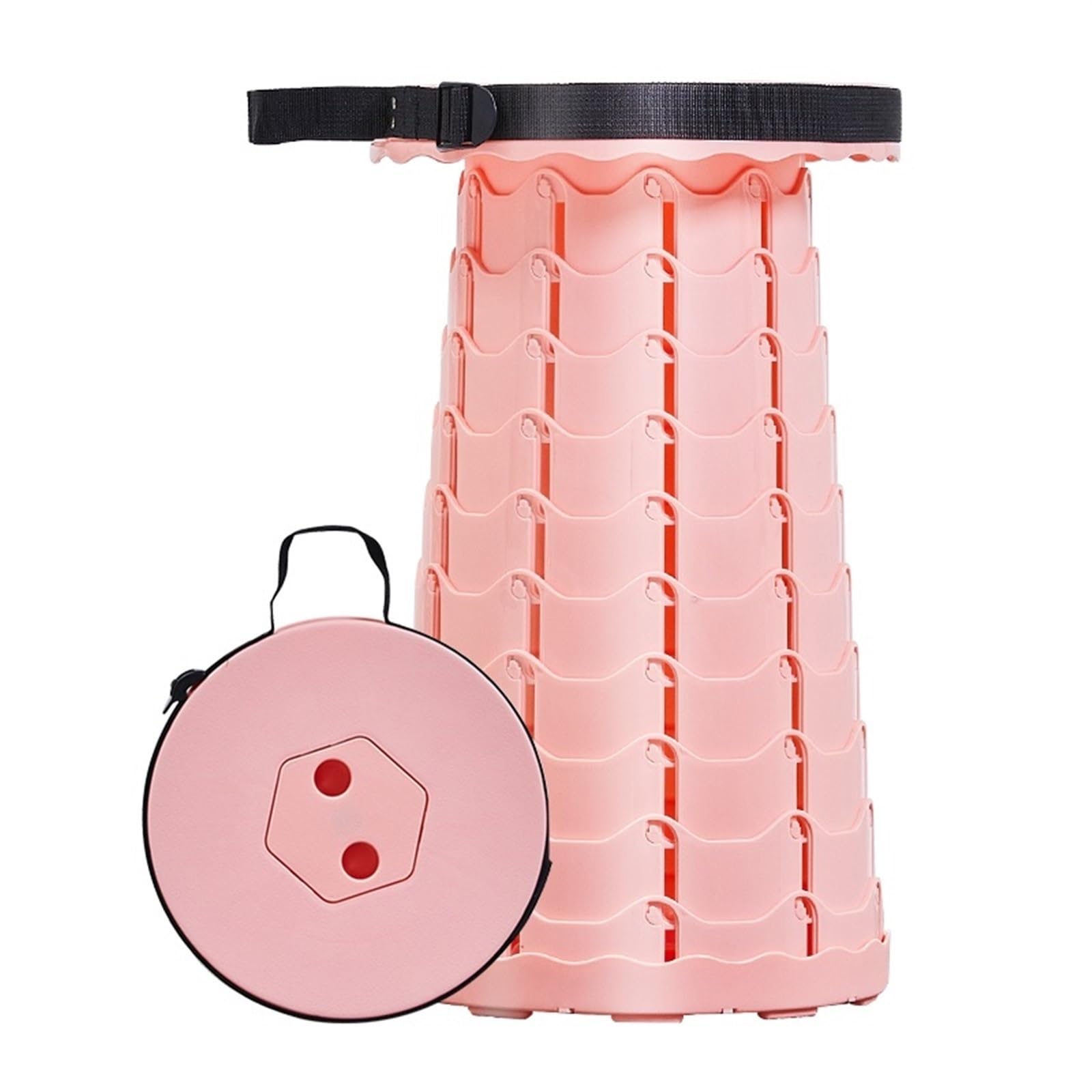 Höhenverstellbarer Klapphocker, kompakter Klappstuhl, tragbarer einziehbarer Campinghocker, leicht, for Outdoor-Angeln, Wandern, Gartenarbeit (Color : Pink)