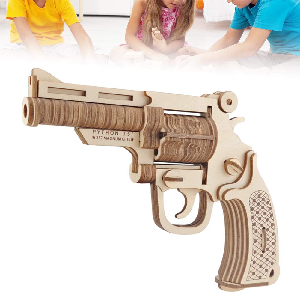 Buy JULYKAI Wooden Toy Rubber Band , DIY Handmade Revolver Model for ...