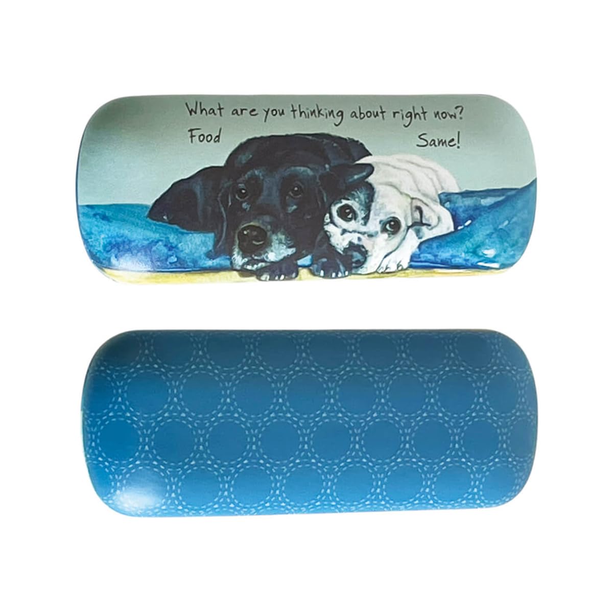 Little Dog Laughed Unisex Multicolour Hard Pu Glasses Case, Grey, 6.5Cm X 4Cm X 16Cm, Dogs Trust Rescue Dogs Design, Grey Flock Interior