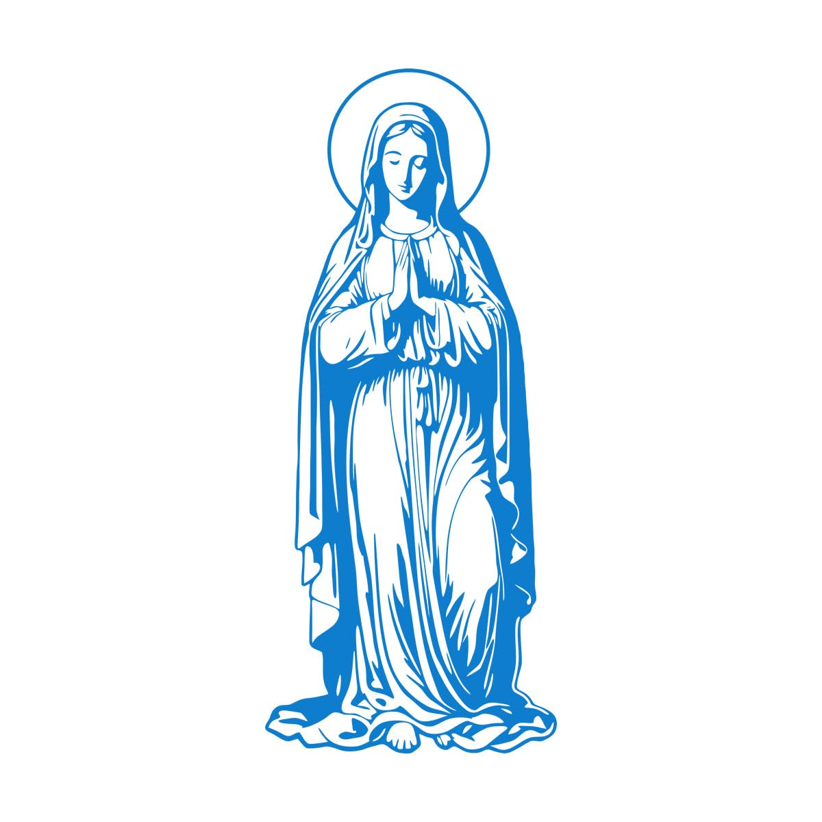 Zooan Vinyl Stickers 12645 Mural And Wall Vinyl Decal Blessed Virgin Mary Praying 50.4X118.3cm Glass Stickers Blue