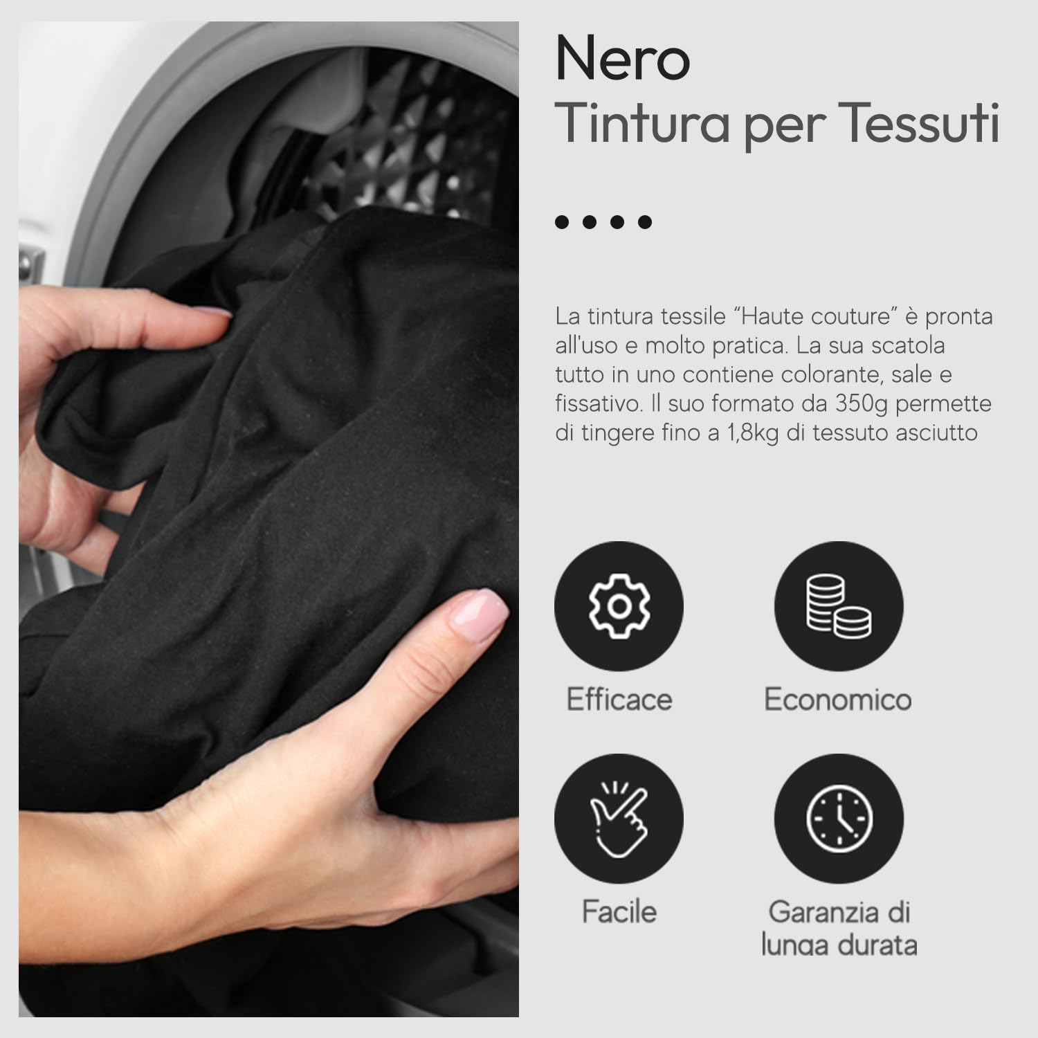 Haute Couture - Tintura Tessile Tutto-in-Uno - Nero - 3x350g