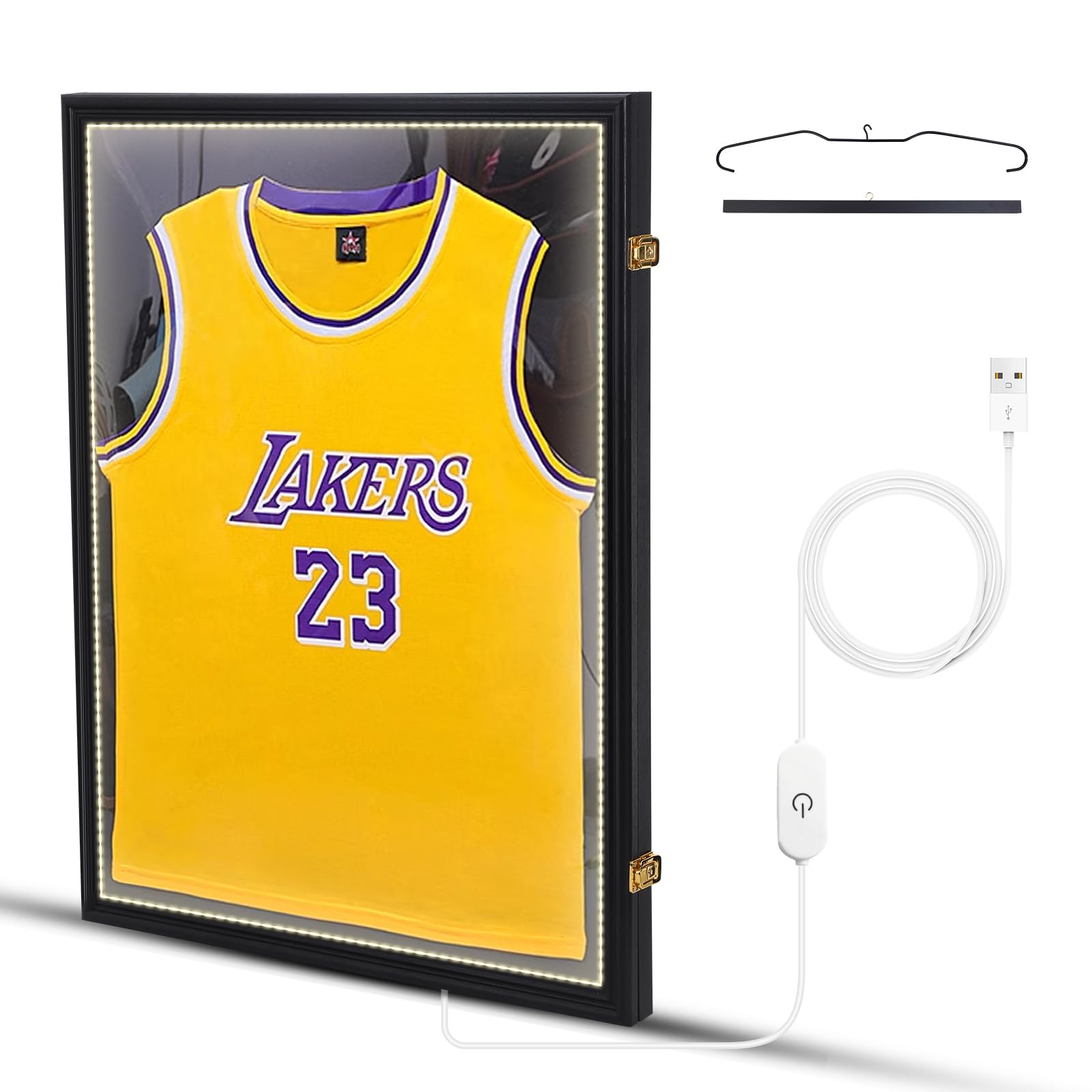 (SIMILAR ITEM )Nice C Jersey Frame Display Case with Lights, Jersey Shadow Box Display Case, Football Jersey Display Case with LED, 98% UV Protection, Valet Pinboard, Acrylic, Basketball (LED 1 Pack)