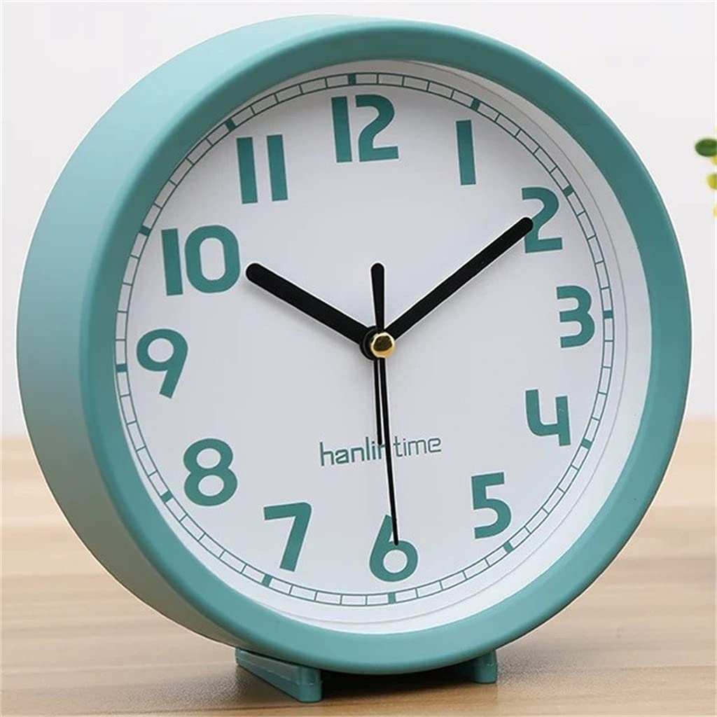 HRWLY Small Alarm Clock Living Room Mute Table Student Bedroom Bedside Quartz Home Decoration(A)