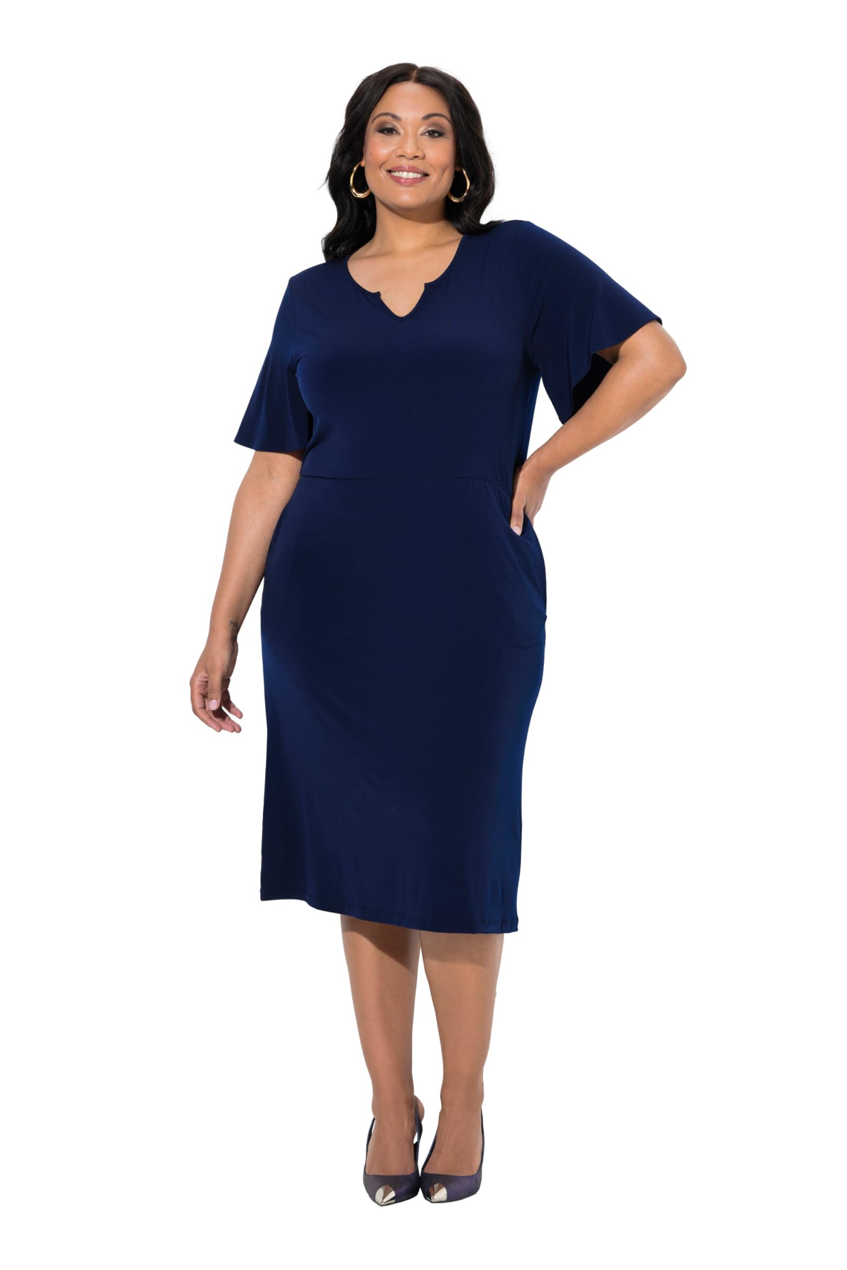 Ulla Popken Damen große Größen Übergrößen Plus Size Jersey-Midikleid 849705