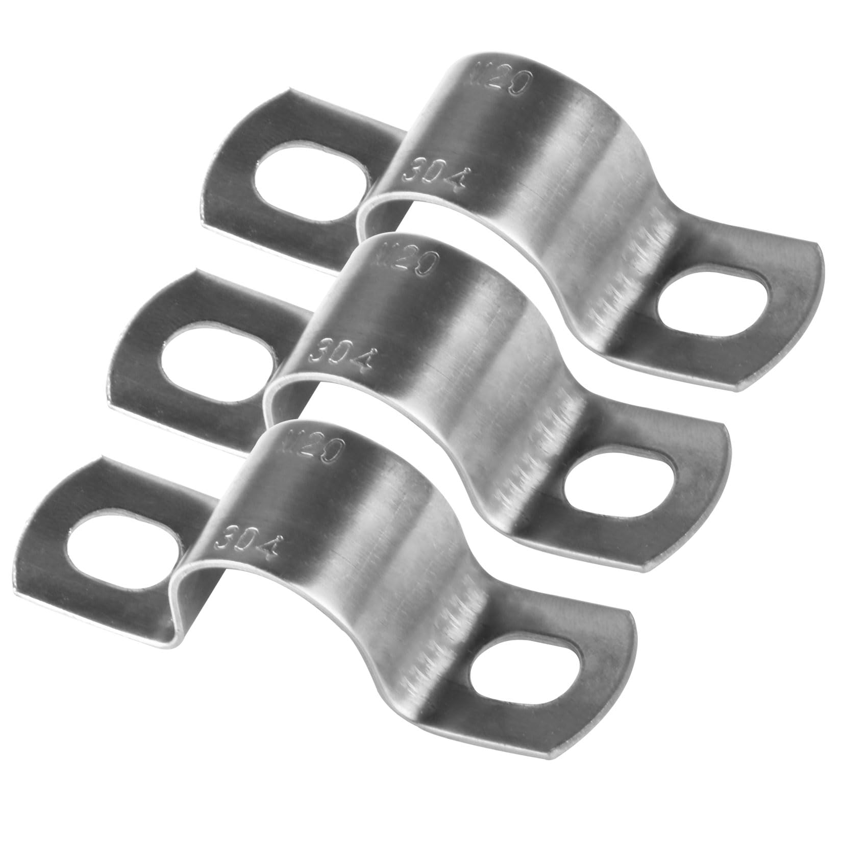 20 sztuk obejm do rur U 20 mm, uchwyt do rur typu U, stal nierdzewna 304, obejma mocująca 20 mm, dwuotworowa obejma rurowa ze stali nierdzewnej, zacisk siodłowy do rur wodociągowych, przewodów