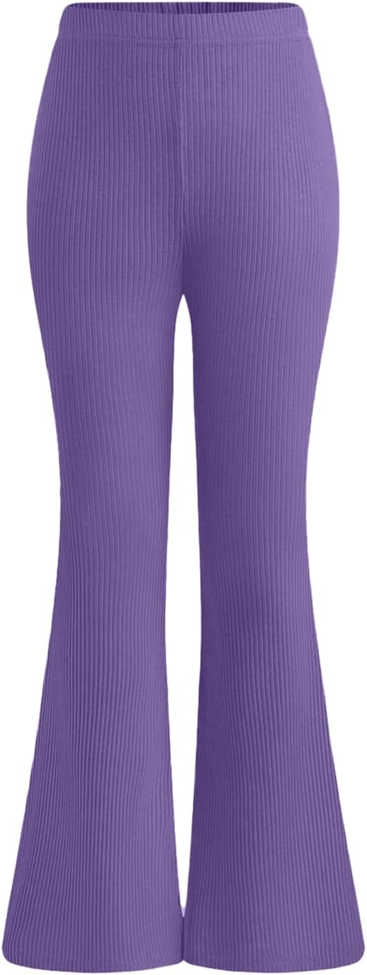 Yesfashion Girls' Clothing Sets Casual Crew Neck Long Sleeve Fitted Ruched Top and Flared Leggings Pants Set - Image 4