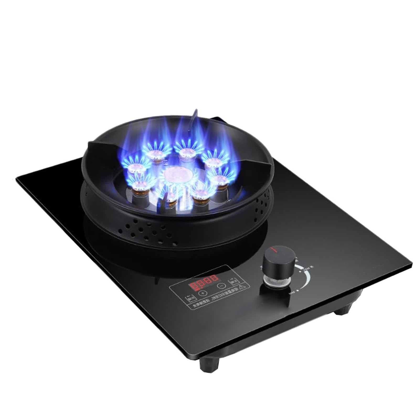 THEGA Gas Stove Single Burner, 5.2KW Camping Cooker, Kitchen Counter Top Stove, Independent Timer Both Sides, with Flameout Protection, for Home Kitchen(NG)