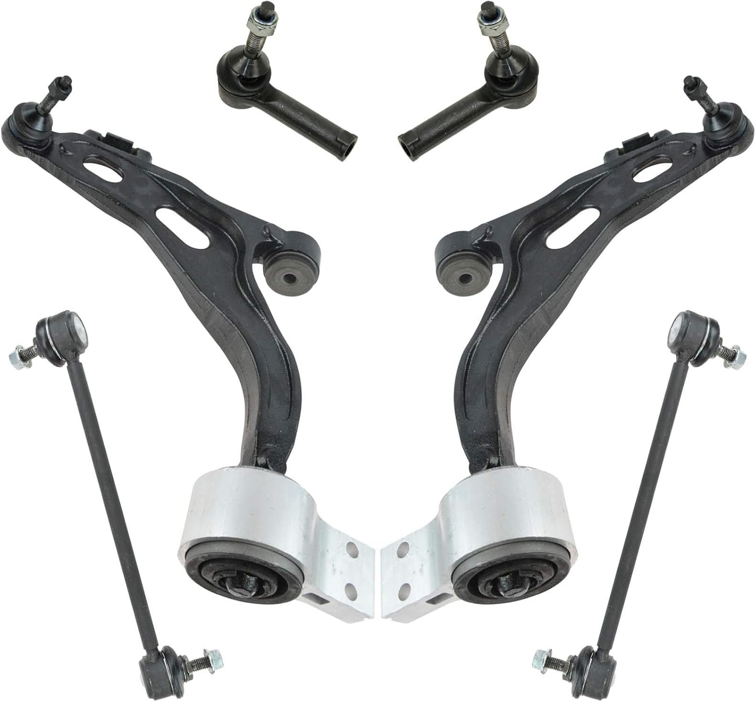 TRQ Front Steering & Suspension Kit Control Arm with Ball Joint Sway Bar Stabilizer Link Tie Rod Compatible with 2005-2007 Ford Freestyle