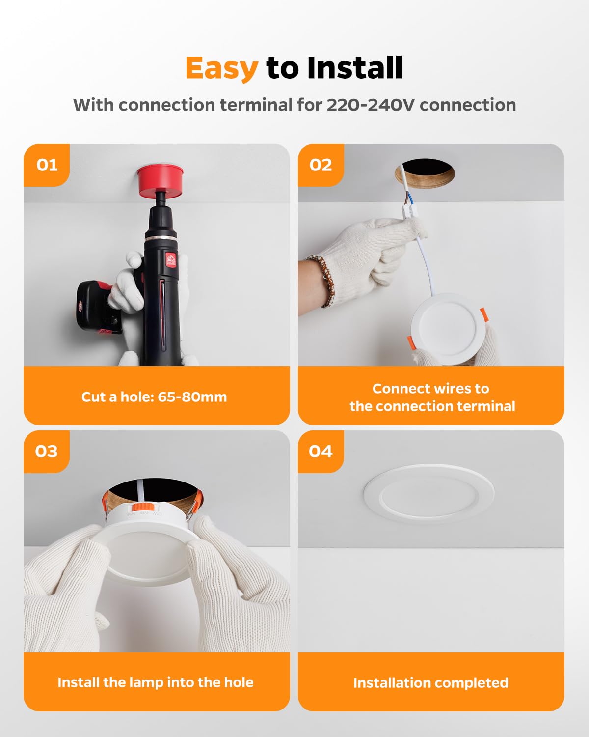 Sanyoung Reflektor LED do zabudowy łazienkowej, 5 W bardzo płaski reflektor LED, ciepła biel, neutralna biel, zimna biel, 68 mm, reflektory sufitowe do kuchni, salonu, zestaw 10 sztuk