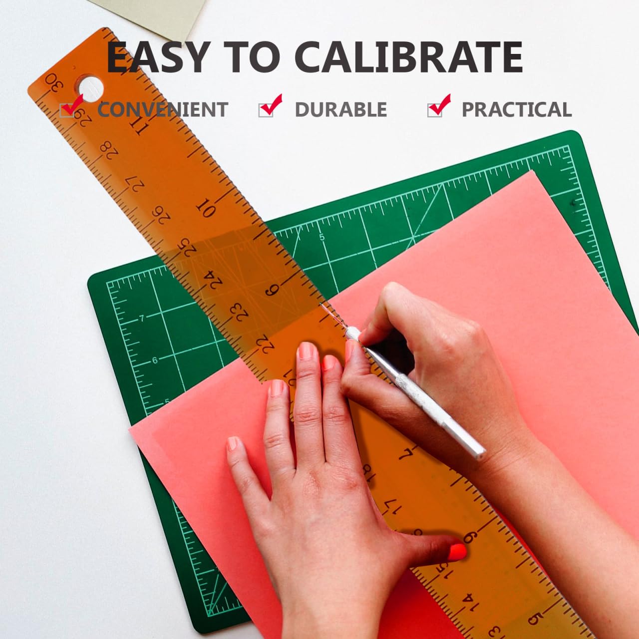 DOITOOL 2 Pcs 12 Inch/ 30 cm T-Square Plastic Transparent T Ruler for Drafting Drawing Academic Measuring and General Layout Work