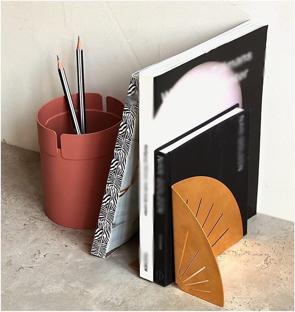 Sujetalibros Decorativo de latón único Arte Antideslizante Tapones para Libros 5,1 * 4,9 Pulgadas Sujetar Libros para Oficina Sala de Estar Extremos de Libros