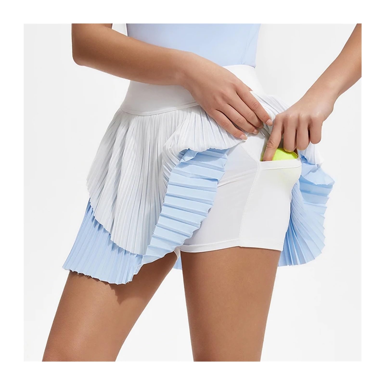 Tennis Outfit Damen Kurzer Yoga-Rock, gefälschter Zweiteiliger, schnell trocknender Sport-Kurzrock for Damen, Golf-Tennisrock for den Außenbereich(White,S)