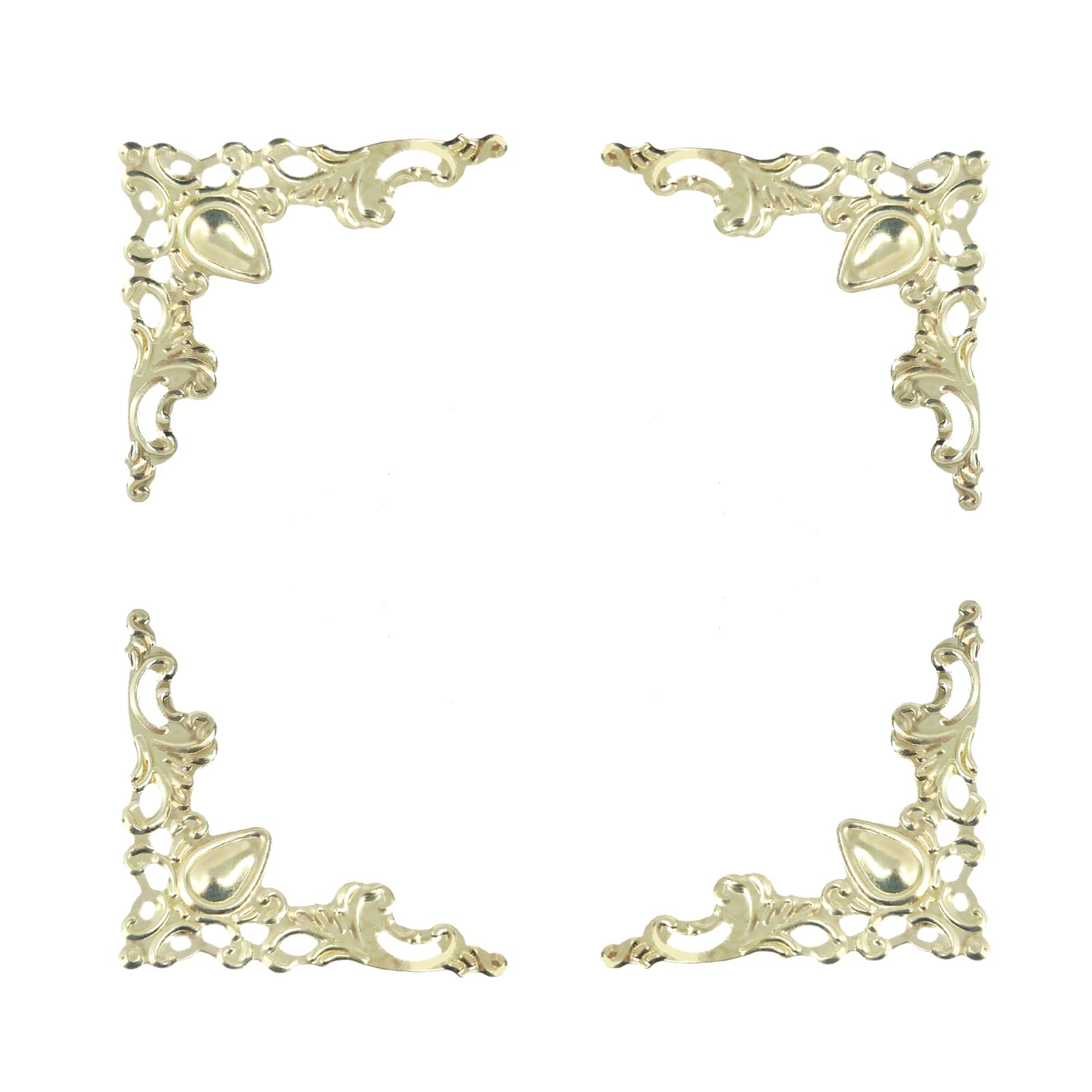 Geesatis 100 pcs Corner Protector Cover Antique Book Scrapbooking Albums Edge Guard Case Craft Corner Gold Decorative Protector, 1.6 x 1.6 x 2.2 inch / 42 x 42 x 57 mm 2