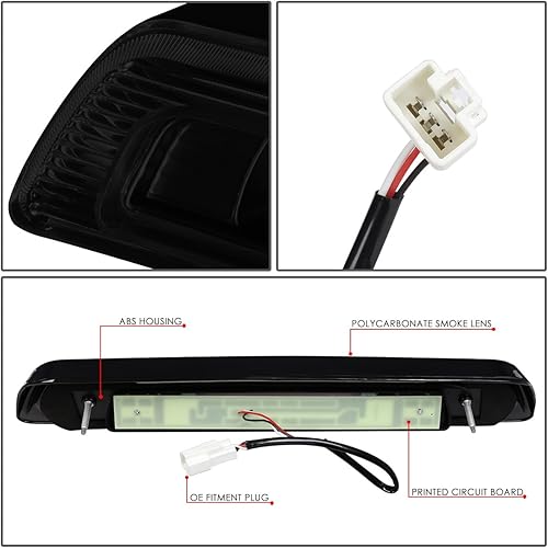 Miniatura 5 de DNA MOTORING 3BL-TTU07-3D-LED-BK-SM carcasa negra 3D LED tercera luz de freno trasera compatible con Tundra 07-18