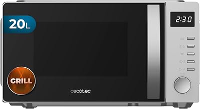 Cecotec Microondas con Grill Proclean 5105 Silver. 700W, 20L, Tecnología 3DWave, Grill, 5 Niveles Potencia, Temporizador 30 Min, Descongelación, Pantalla con Reloj, Gratinados Perfectos