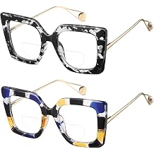 Oversize Bifocal Reading Glasses Women Cat Eye Blue Light Blocking Reader Clear Top No Line Transition Ladies Eyewear