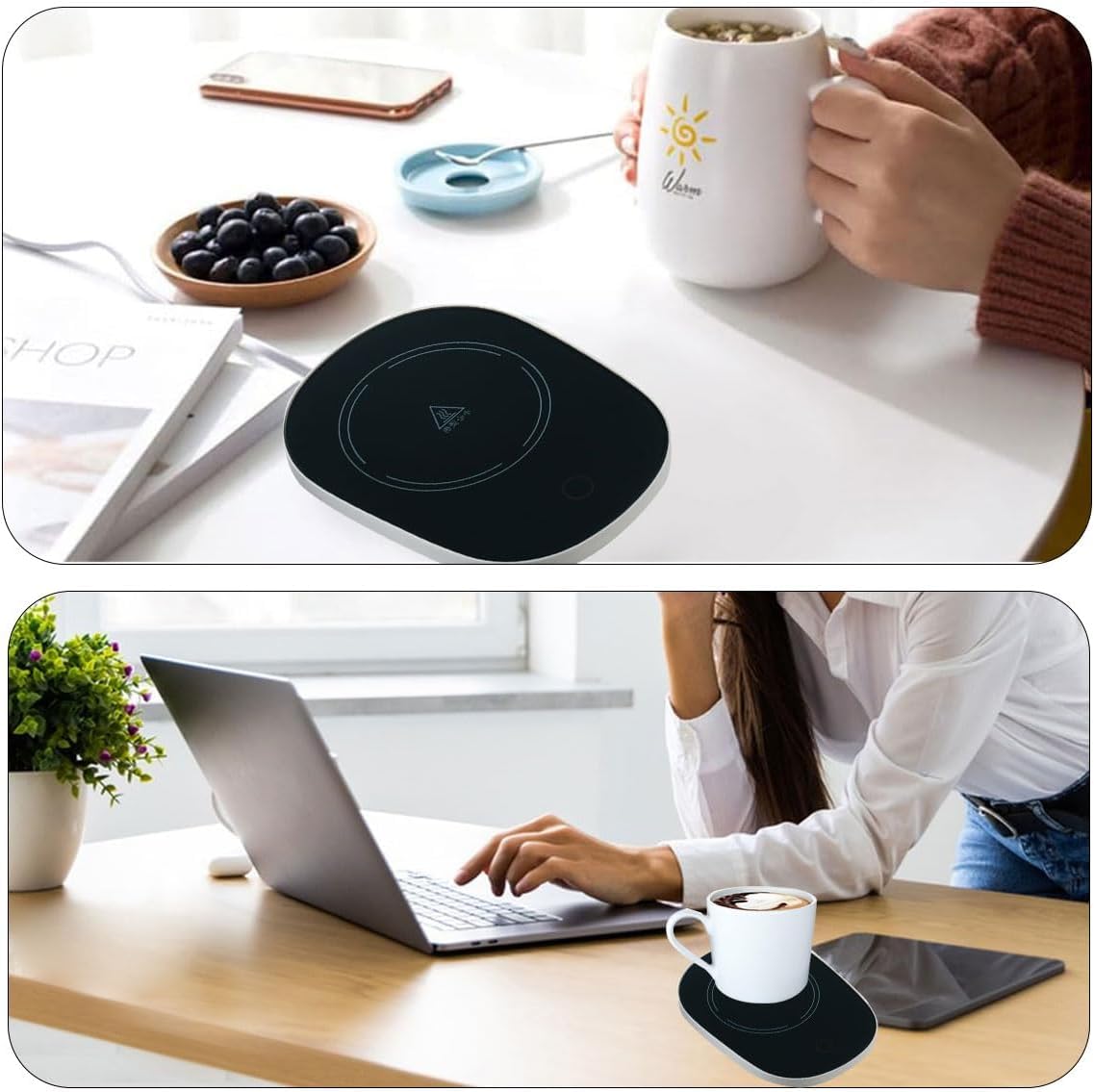 Scaldatazze,Scalda Bevande,Scalda Tazza,Scalda Tazza USB,Temperatura costante 55°C,Latte,Tè, Acqua,Regalo di Natale,Ldeale per la Stagione Invernale,Nero