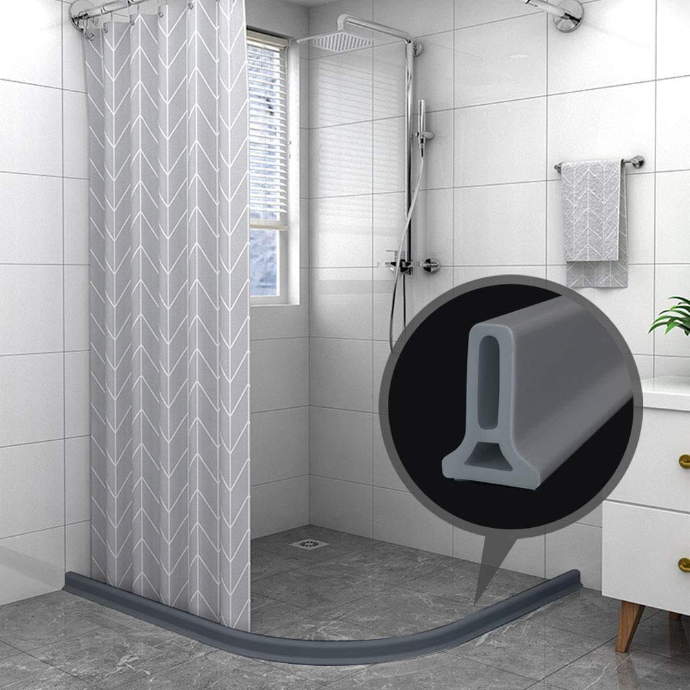 Striscia di tenuta per porta della doccia, separazione bagnata e asciutta, 230 cm, paraspruzzi d'acqua (grigio), previene il trabocco dell'acqua, ideale per box doccia