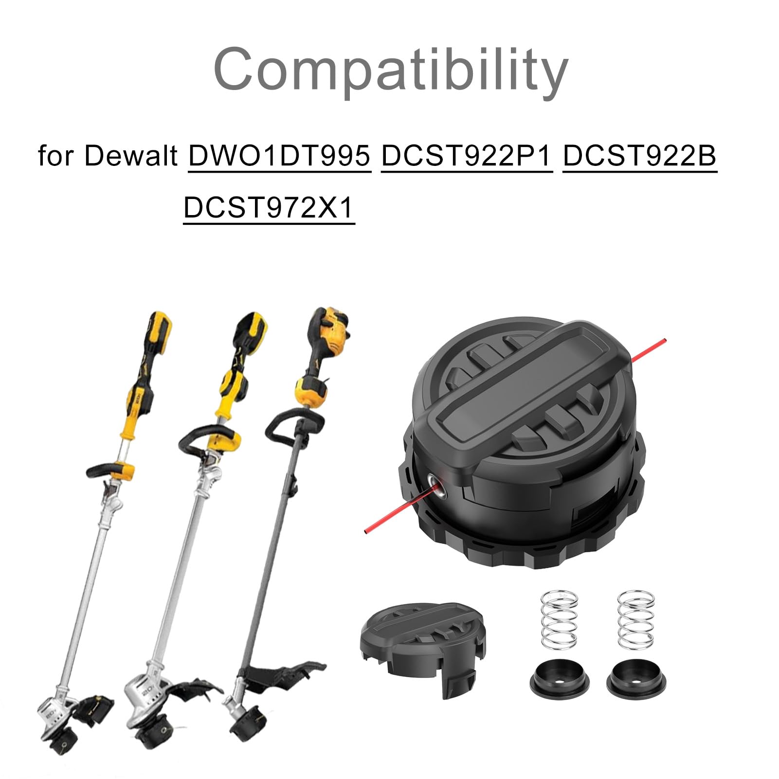 Chuancheng DWO1DT995 Testina di ricambio per decespugliatore Dewalt DCST922P1 DCST922B DCST972X1 Cordless String Trimmers, 1 Testina, 1 Cap, 2 Molle, 2 basi a molla