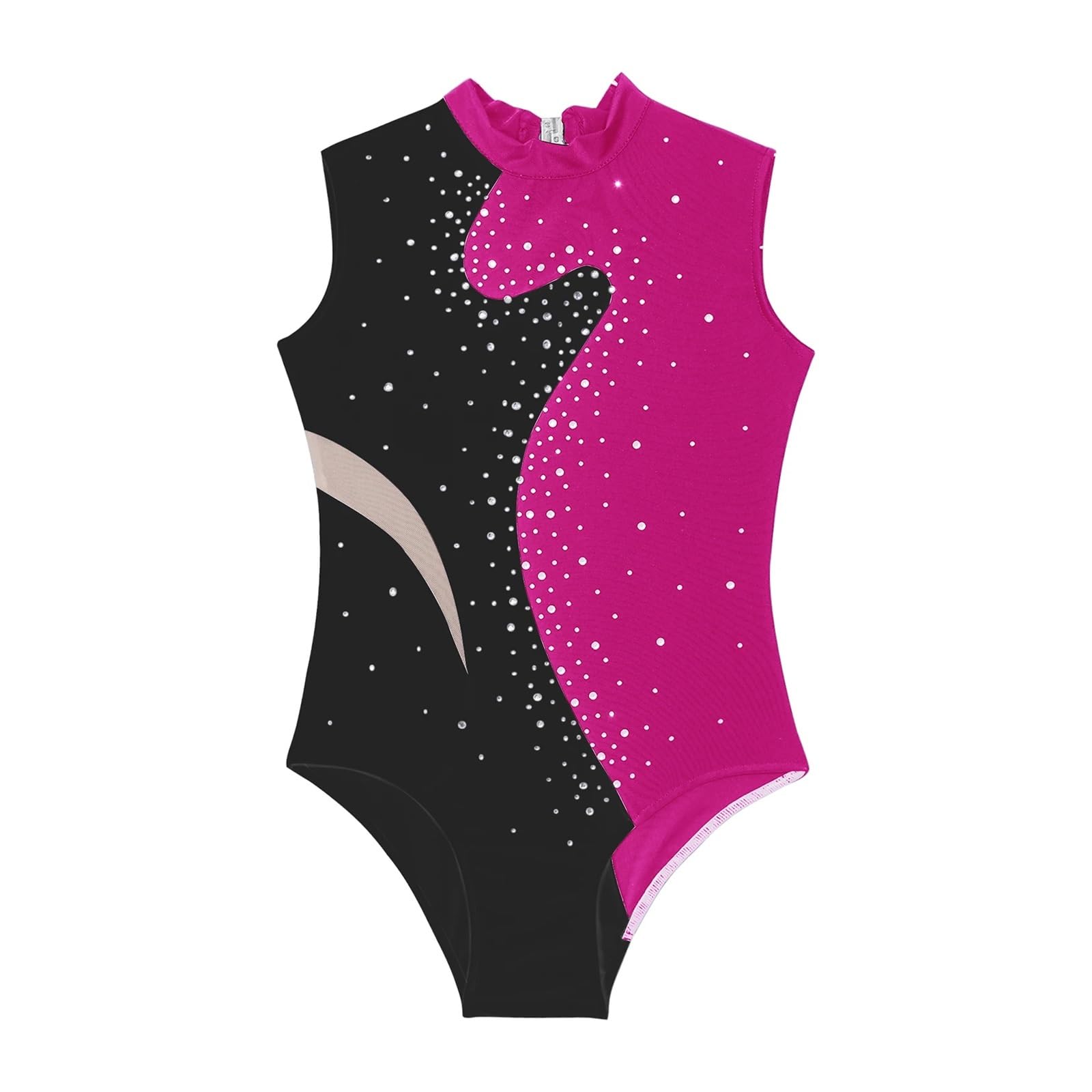 Justocorp De Gym Fille Combinaison de gymnastique rythmique for enfants for filles et adolescentes, justaucorps de danse de ballet, combinaisons de patinage sans manches avec strass brillants for enfa