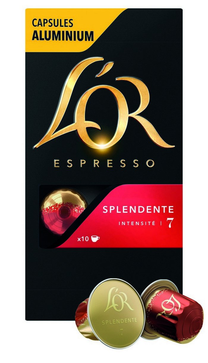 L'Or Espresso Café Splendente Intensité 7 Pack de 10 Capsules en Aluminium Compatibles avec Les Machines Nespresso