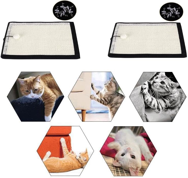 Miniatura 5 de Alfombrilla rascador de sisal natural para gatos y protectores de muebles, alfombrilla rascador para gatos, para sofá, silla y alfombras de pared