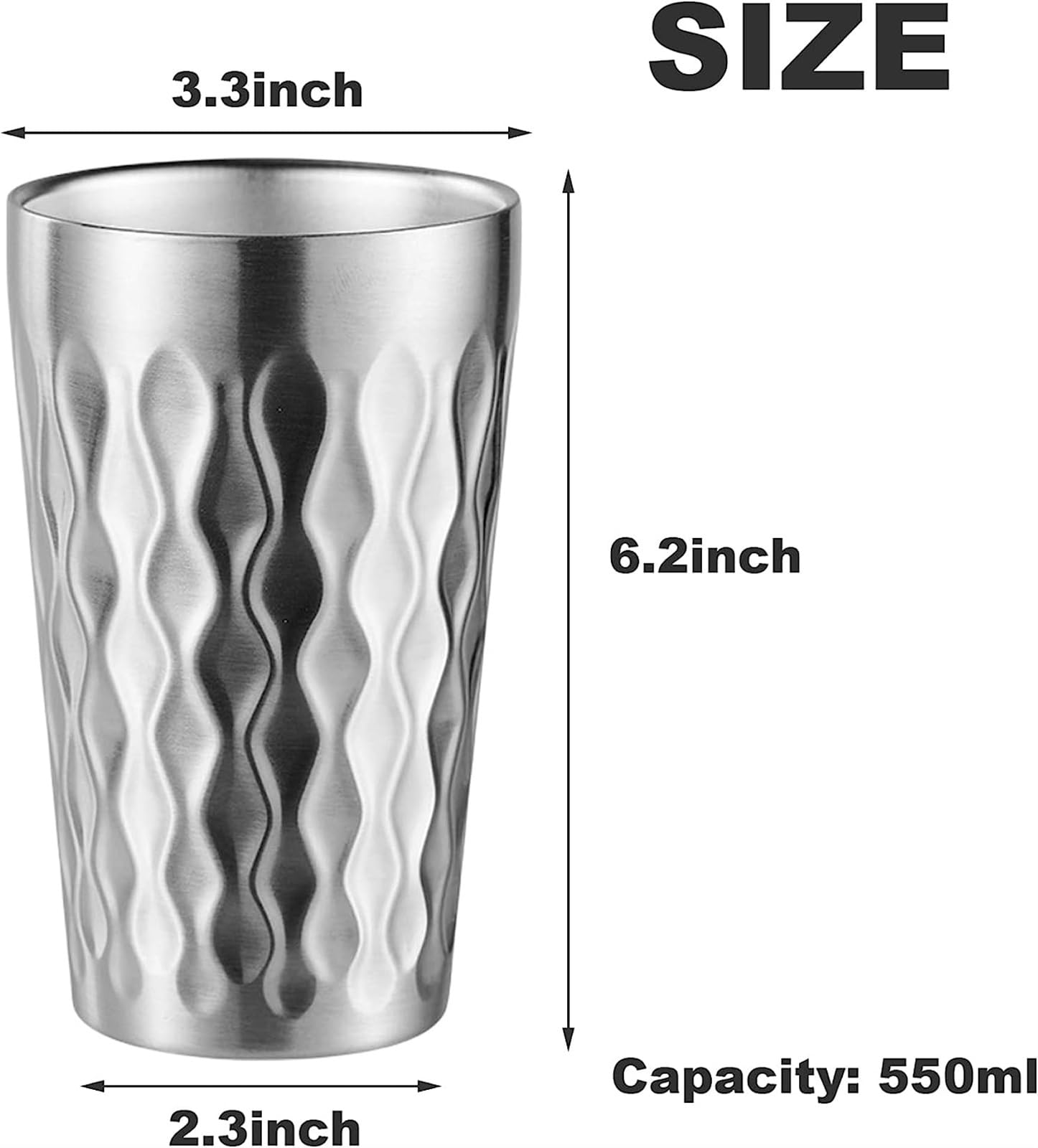 Jarras de cerveza personalizadas, jarras de cerveza, jarras de cerveza, 2 tazas de acero inoxidable de 550 ml, taza de agua fría con aislamiento de doble pared, tazas de viaje reutilizables, taza for