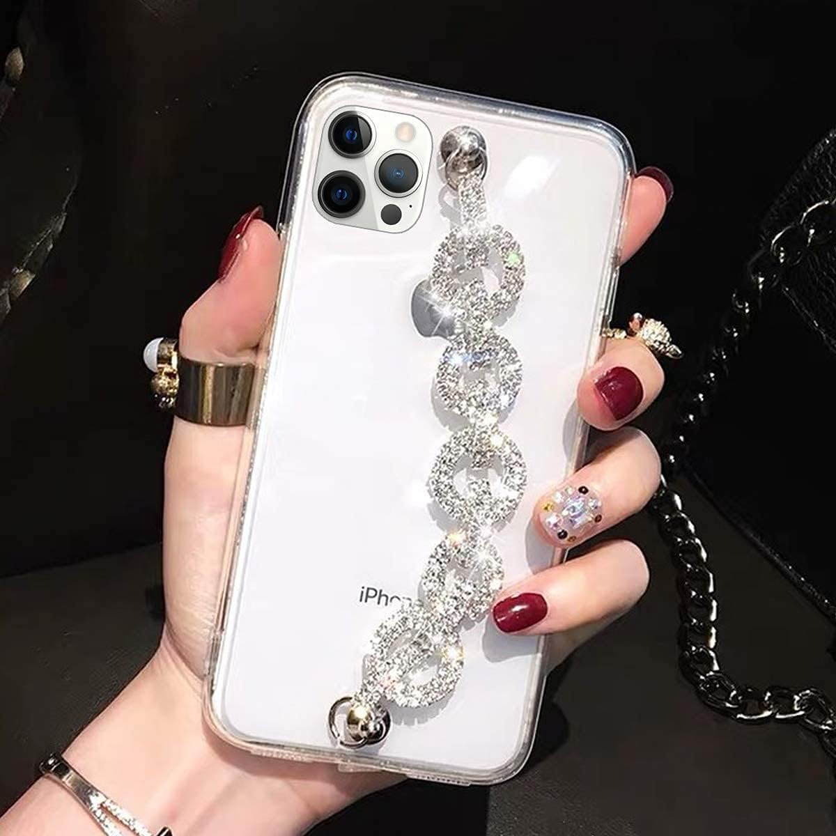 Coque Moto G Stylus 5G 2023 avec chaîne bijou, idée cadeau paillettes ado fille