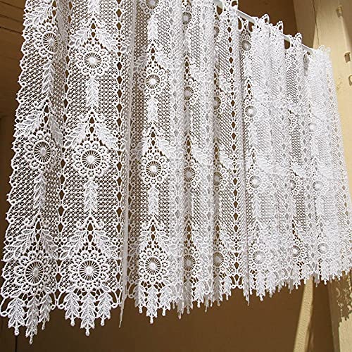 Rideaux brise-bise brodés en dentelle - Style maison de campagne (l x H 150 x 90 cm, laiteux) - 1 pièce