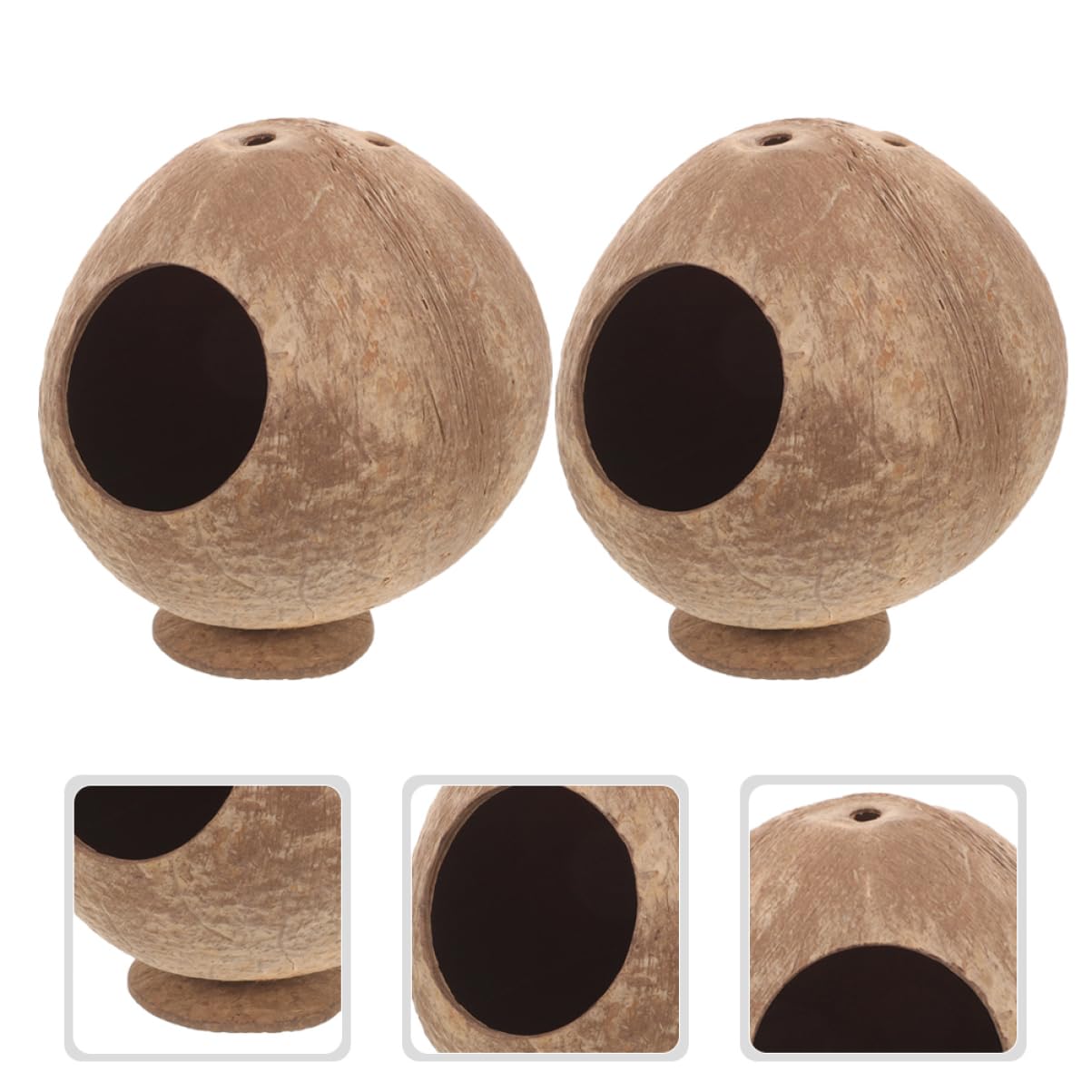 MAGICLULU Braun Kokosnusshütte 2 Stück aus Kokosnussschale Hamster