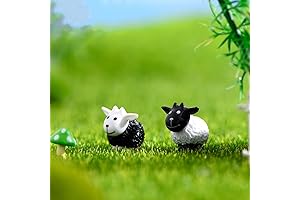 Miniature Sheep Figurines for Fairy Garden Decor, Cake Toppers, Moss Landscape Decoration