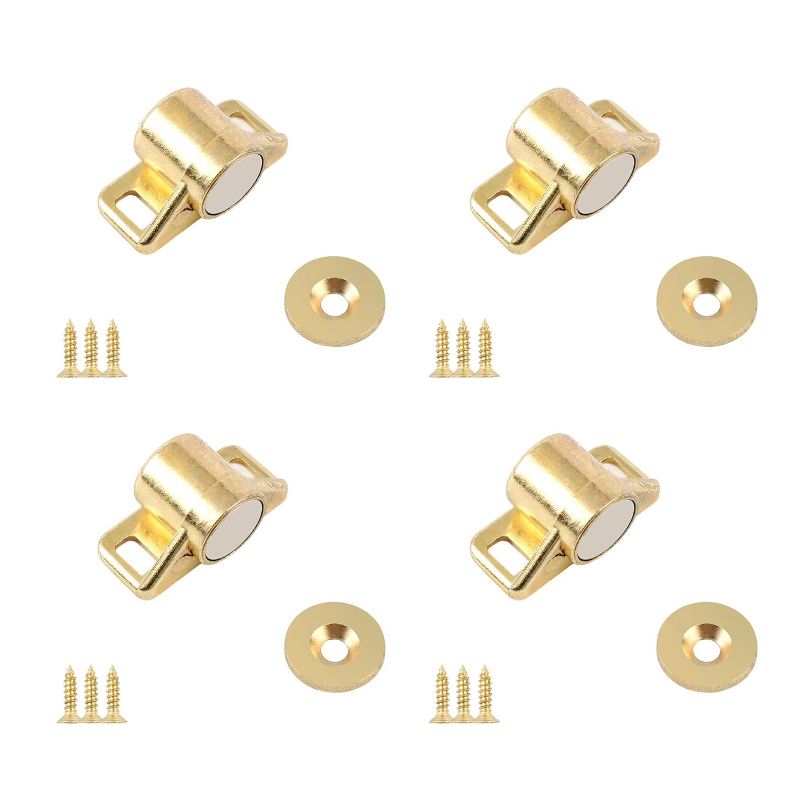 Kalttoy Gold 4Pcs Zincs Alloys Door Catches Concealed Mounting Cabinet Door Stopper Cupboard Closing Furniture Hardware Bathroom Kitchen Cabinet Stopper