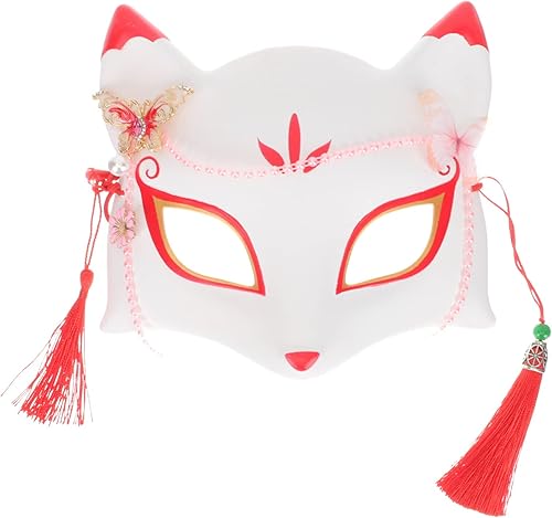Miniatura 9 de SEWACC Máscaras tradicionales japonesas, máscara de zorro de anime japonés, máscara de zorro para cosplay, máscara de Kabuki, máscara de zorro de