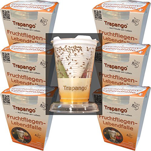 6X Fruchtfliegen-Lebendfalle Trapango (6er-Pack) wiederverwendbar Made in Germany