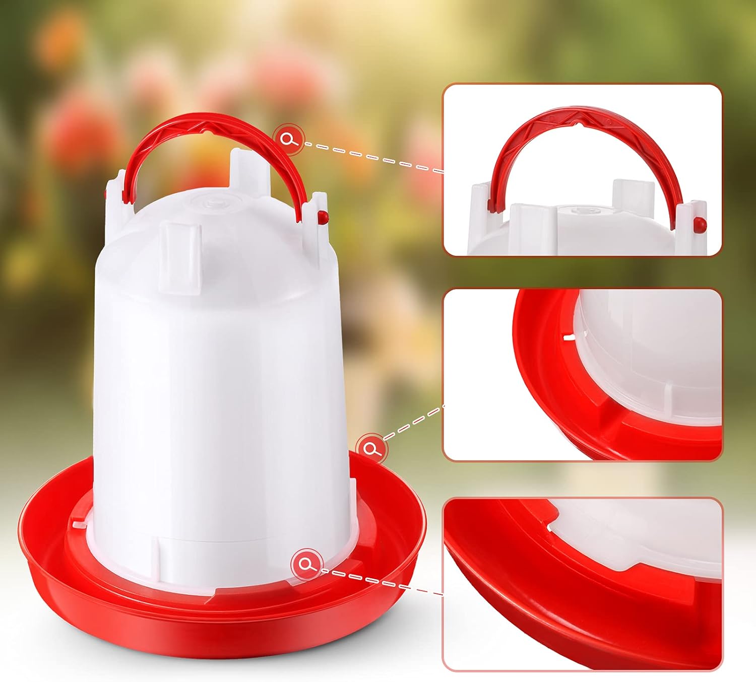 Patelai Chick Feeder and Waterer Kit 1.5L Plastic Hanging Poultry Waterer Automatic Chicken Food Feeder Set for Chicken Quail - Image 4