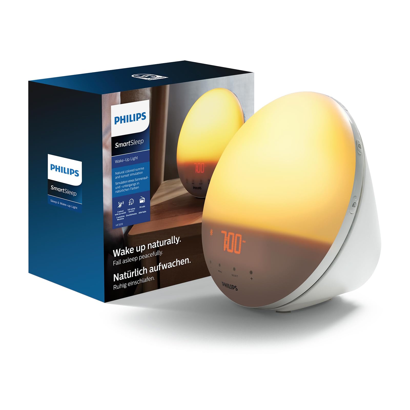 PHILIPS SmartSleep Wake-up Light HF3532-01: Nachttischlampe, Wecker und Sonnenaufgangssimulation