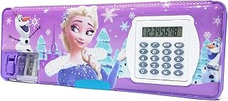 مقلمة أقلام بلاستيكية متعددة الأغراض مغناطيسية كبيرة الحجم من شفاء انتريبرايز مطبوعة برسومات كرتونية للأولاد والبنات مع آلة حاسبة وبراية