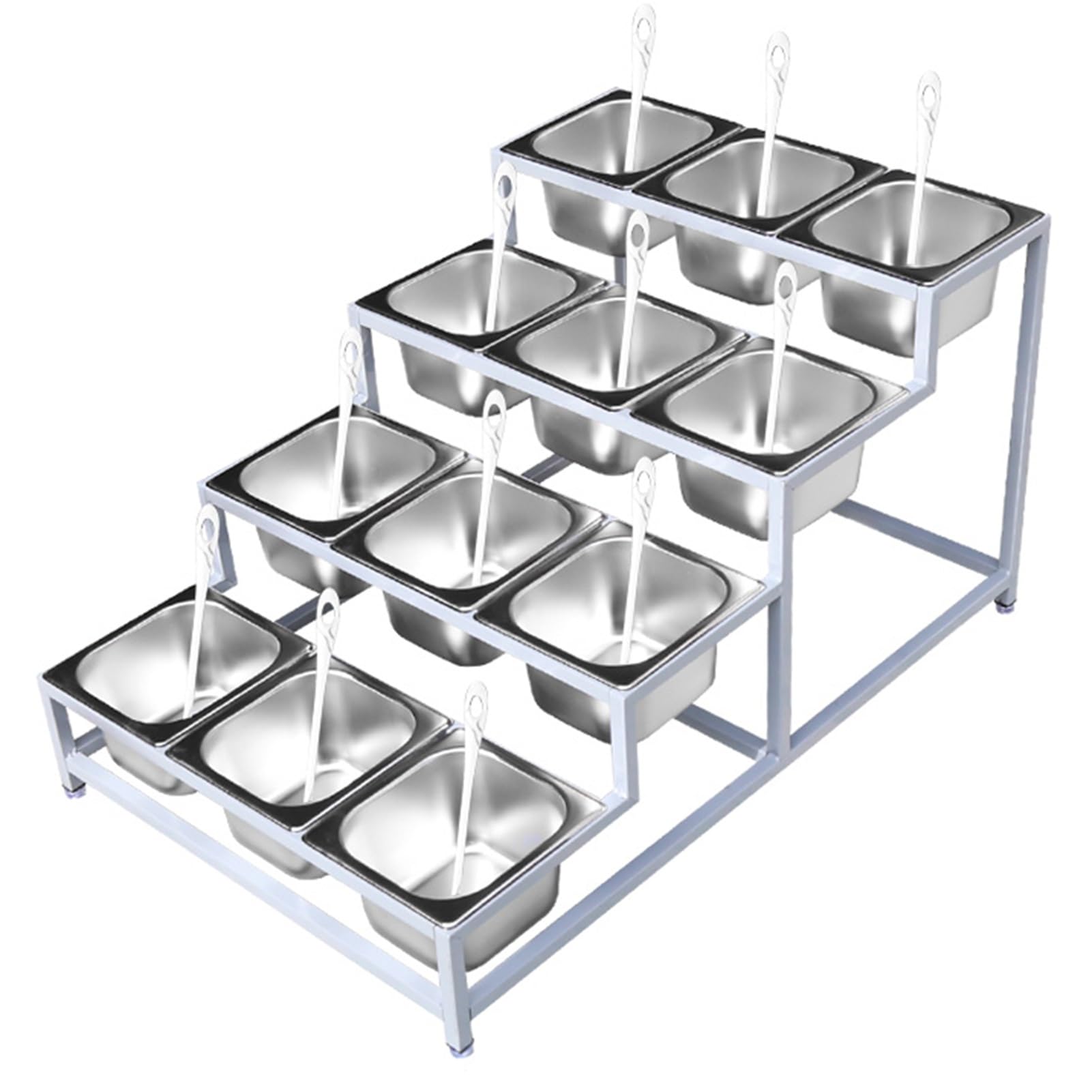 WDSOPK Stainless Steel Spice Racks Set, Commercial Condiment Racks for Seasoning Sauce Salad Jam, Food Condiment Dispenser Countertop Organizer Holder for Kitchen Buffets (Silverb 50x75x31cm)