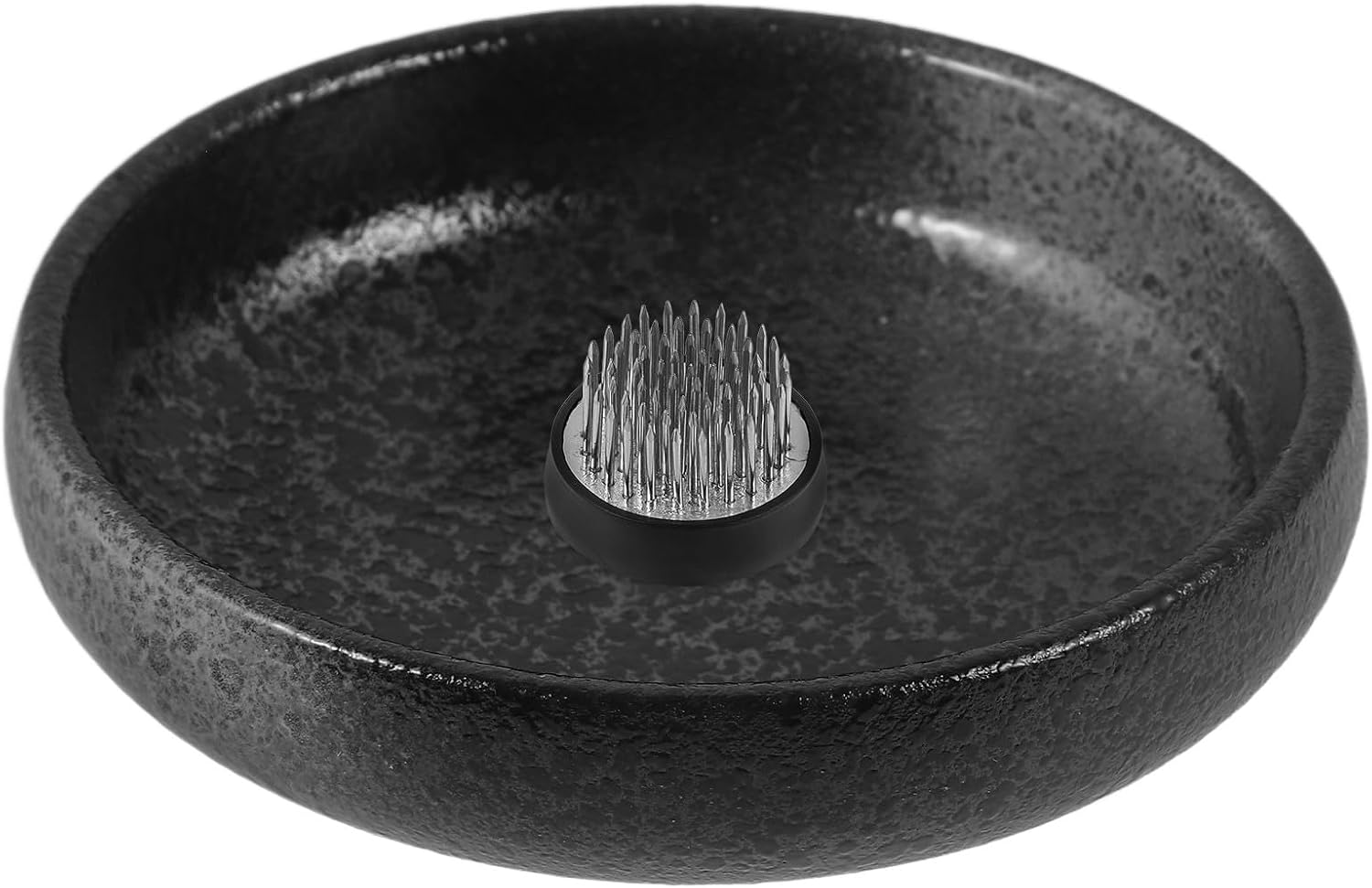 JOINPAYA Vintage Ceramic Flower Plate and Japanese 3.5cm Kenzan Floral Frog Set for Floral Arrangement and Flower Holder for Ikebana and Craft Florists