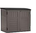 Suncast Outdoor Storage Shed for Backyard and Garden, Horizontal, 4' x 2.5', Stoney Grey - Portable Utility Deck and Cabinet for Tools, Equipment, and Garbage