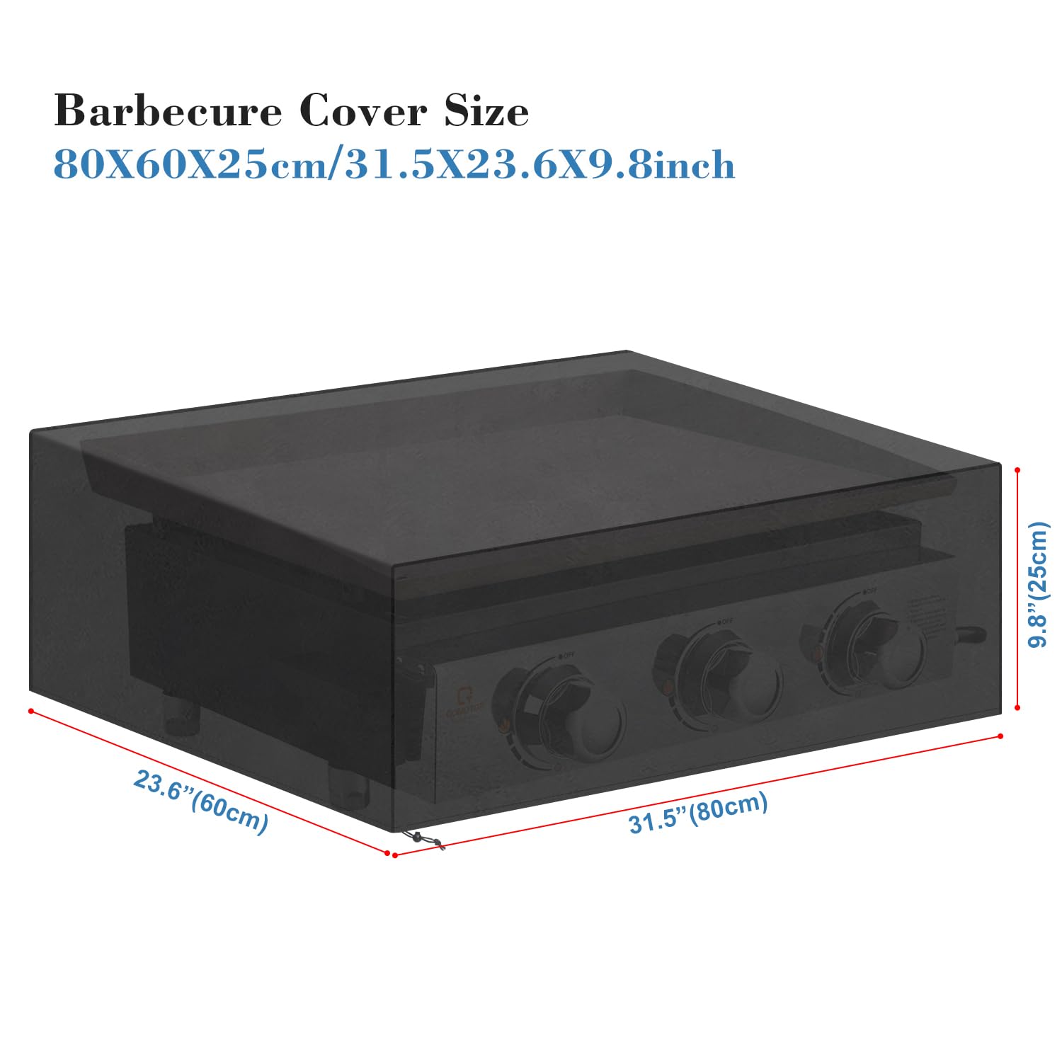 VANSHEIM Funda Plancha Gas Funda Barbacoa Gas Exterior Impermeable Funda para Exterior Plancha Protector Barbacoa Exterior Resistente al Viento 420D Tela Oxford 80x60x25cm — view 2