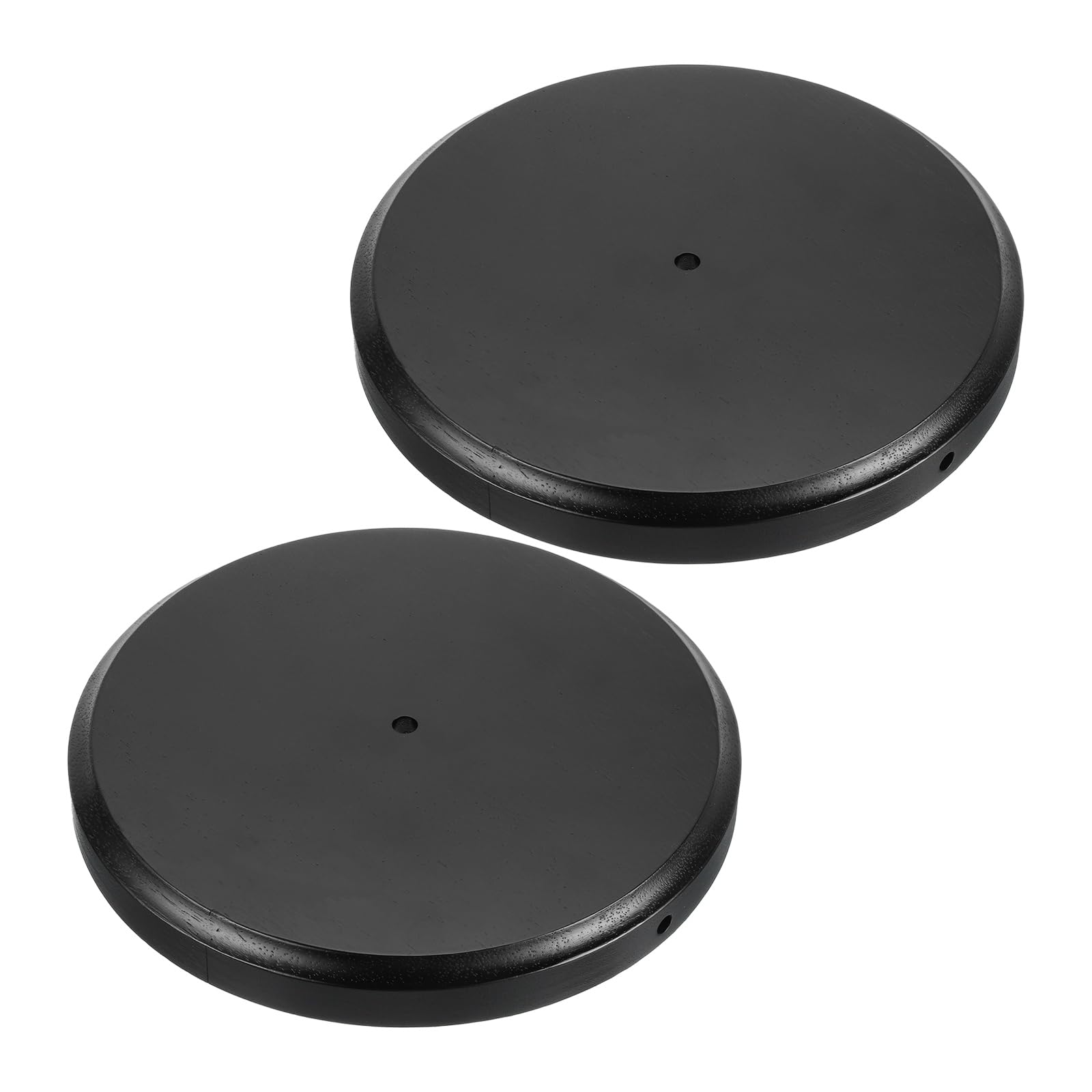 PATIKIL 10.75" x 1.2" Wooden Lamp Base, 2pcs Round Solid Wooden Base Wood Desk Lamp Display Stand Replacement for Bedroom Bedside Table Lamps DIY, Black